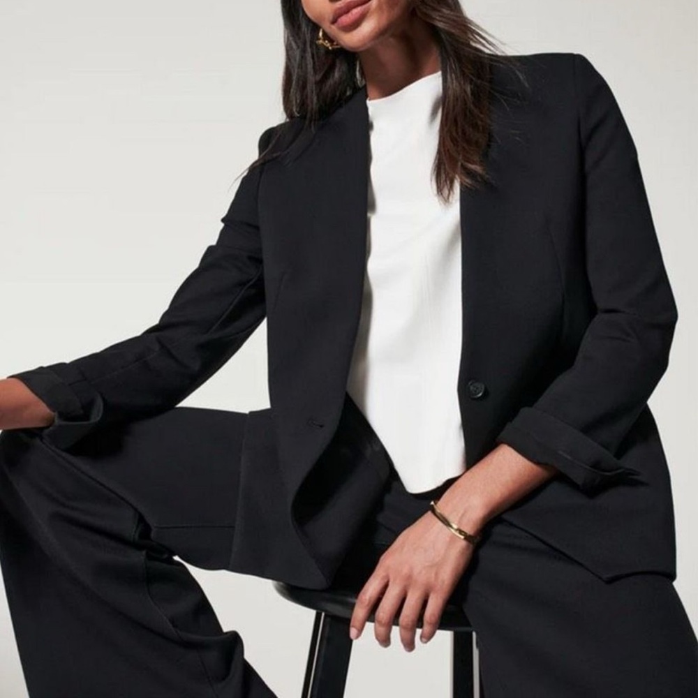 SPANX Black Collarless Oversized Blazer